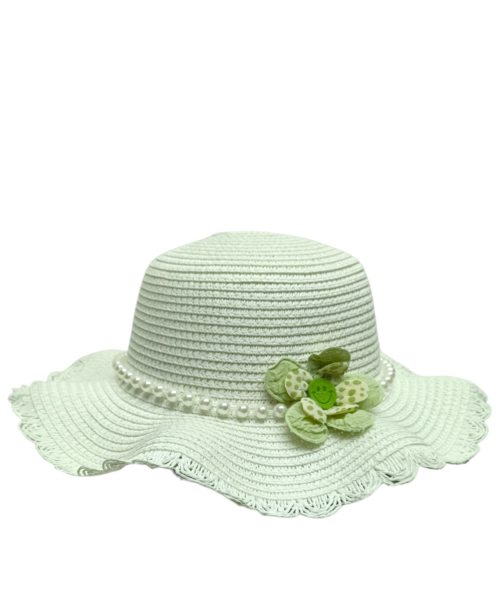 Sombrero Verde con Cintillo de Perlas Mod. 10 0032