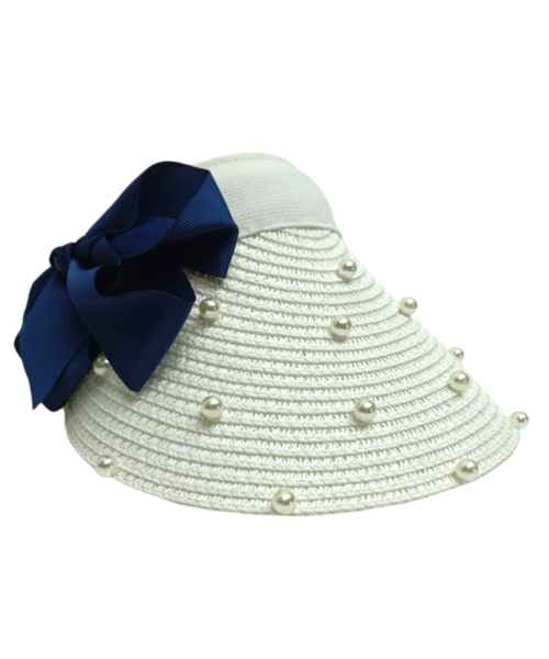 Visera Blanca con Adornos de Perlas Mod. 10 0032