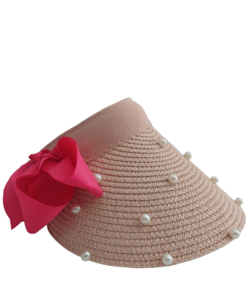 Visera Rosa Con Adornos de Perlas Mod. 10 0032