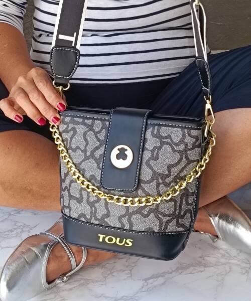 Bolso Bandolero Gris con Negro Mod. 10 0223