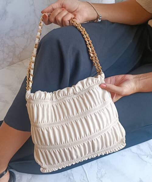 Bolso Beige Corrugado de Mano Mod. 10 2001