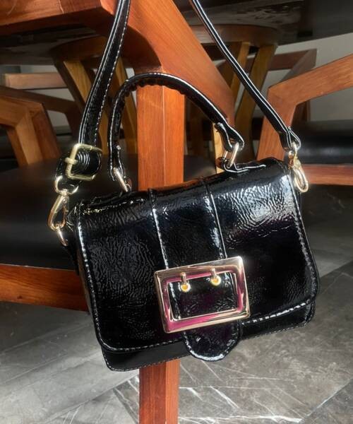 Mini Bolso de Charol Negro con Hebilla Mod. 24 9007
