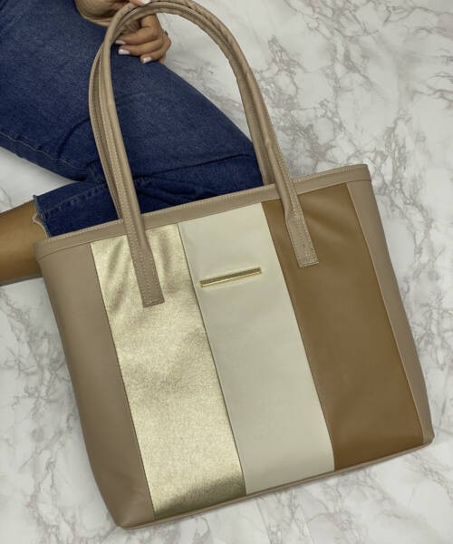 Bolsa Beige con Rectángulos Largos Mod. 23 9051