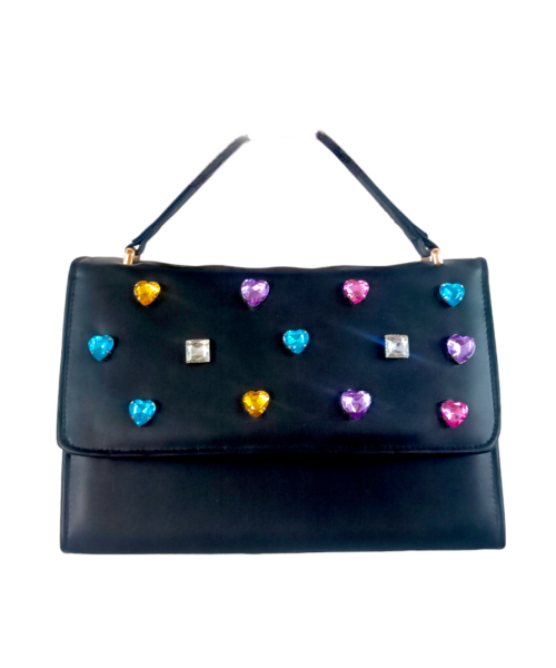Bolsa Asa delgada Negra con Pedrería Mod. 23 9054