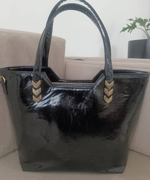 Bolso Grande Charol Ruga Negro Mod. 24 8006