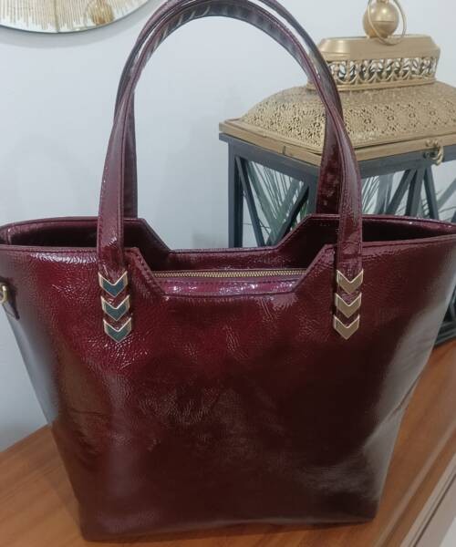 Bolso Grande Charol Ruga Vino Mod. 24 8006